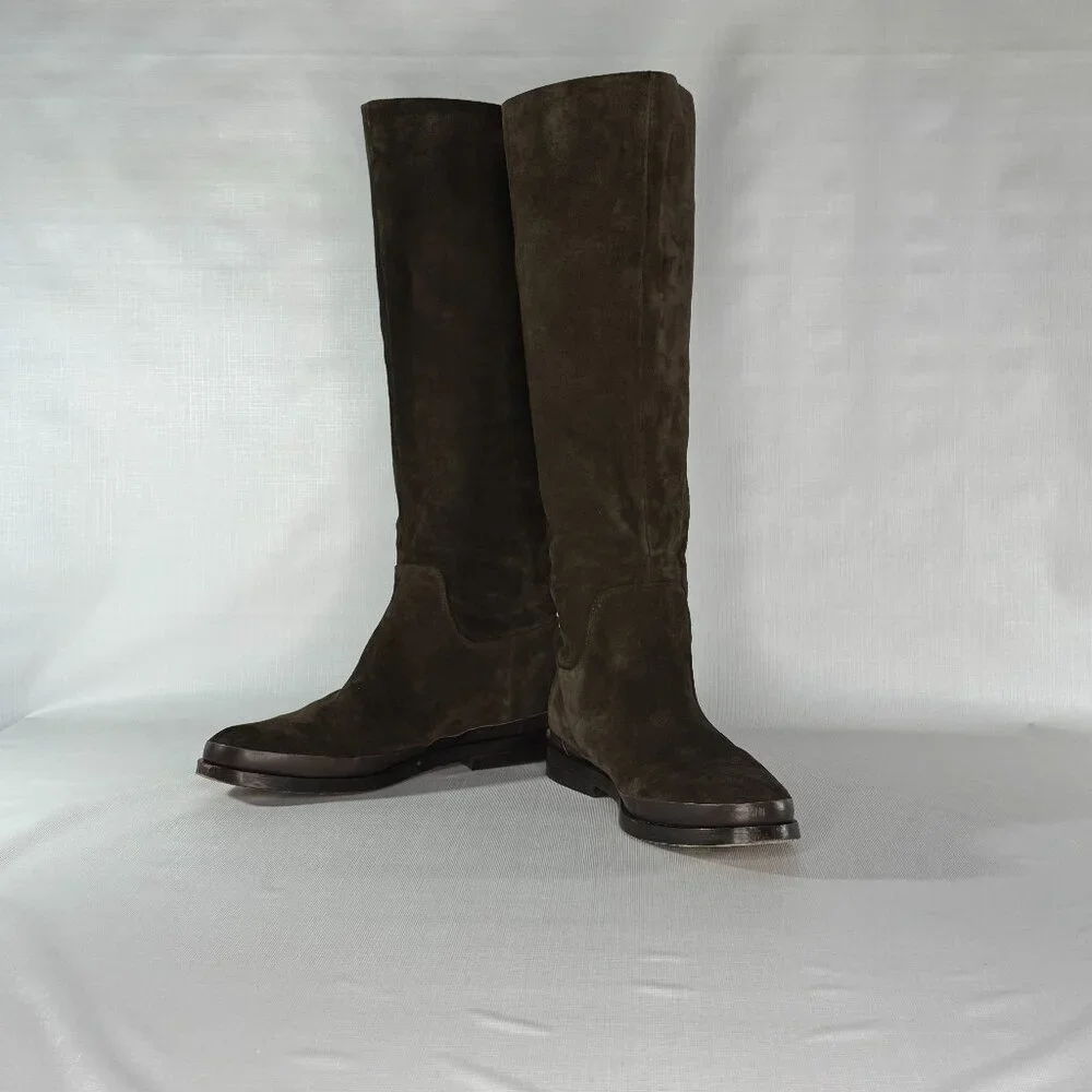 Vince Carleigh Suede Knee-High Riding Boots, Dark Brown